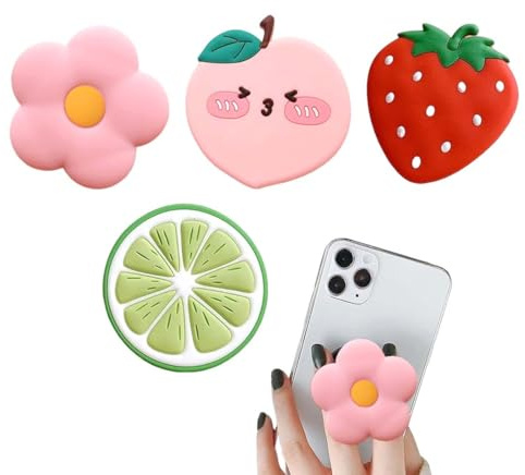 JUGUTA 4 Stück Handy-Griffe,Premium Handy Halterung,Sicherer Halt,Ausziehbarer Sockel Und Griff Für Smartphones Und Tablets Mit Einem, Klappbar Und Versenkbar