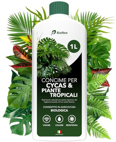 BioNee Concime per Cycas e Piante Tropicali Biologico 1L – Nutrimento Naturale per Fogliame Lucente e Verde Intenso | Crescita Equilibrata e Piante Forti | Consentito in Agricoltura Biologica