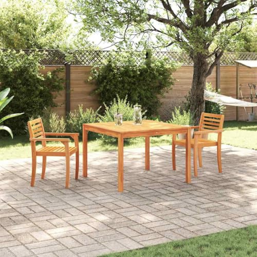 LoogCape Garten Essgruppe 3-teilig, Braun Massivholz Akazie, wetterfest, rustikales Design für Terrasse, Balkon und Outdoor-Bereiche, inklusive Tisch und Zwei Stühlen