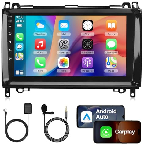 ESSGOO Autoradio für Mercedes W169 W245 W639 W906 2+64GB CarPlay | A-Klasse B-Klasse Vito Viano Sprinter 9 Zoll Android Auto GPS WLAN Bluetooth