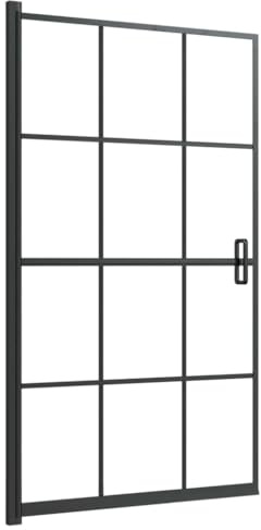 Box doccia ESG, 80 x 140 cm, nero con profilo in alluminio, vetro di sicurezza, box doccia per bagno, nicchia, ingresso angolare senza barriere, con maniglia, facile da montare
