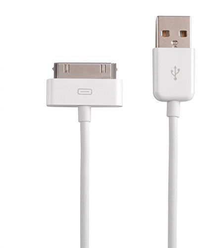REY Cable Dock 30 Pines para iPhone 3G / 3Gs / 4 / 4s para Carga y Sincronización USB 2.0 de 1 Metro Color Blanco