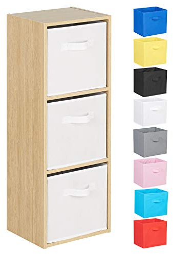 Hartleys 3 Tier Oak Cube Unit - Choice of Storage Boxes