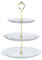 Nyxi 3 Tier Embossed Glass Cake Stand Round Display with New Gold Fitting (Extra Silver Fitting Included)