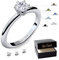 Verlobungsring Silber 925 Weißgold 585 750 PERSONALISIERT + Etui mit individueller GRAVUR Damen-Ring Heiratsantrag Solitär-Ring Zirkonia Aquamarin Turmalin Blautopas Peridot Rauchquarz