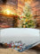 KAMACA Tischdecke Mitteldecke 85x85 cm mit filigraner Stickerei Küche Esstisch Tisch Dekoration Eyecatcher in Herbst Winter Weihnachten (Dorf mit Kirche)