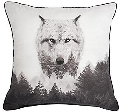Sleepdown Wolf Kissen gefüllt 45 cm x 45 cm grau