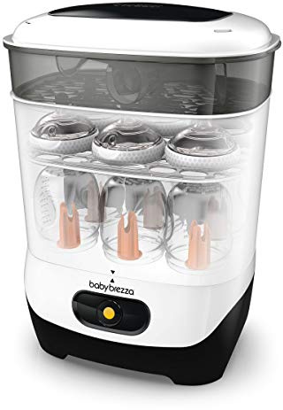 Baby Brezza 4 in 1 Baby Bottle Sterilizer Machine – Largest Capacity Electric Steam Sterilization – Pacifiers, Breast Pump Parts + Universal Sterilizing for All Bottles: Plastic, Glass, Large, Small