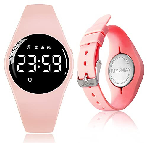 HUYVMAY Fitness Tracker Schrittzähler Uhr Keine App Kein Handy, 20-tägige Akkulaufzeit Wiederaufladbare Uhr Wasserdicht Fitnessuhr Mit Kalorienrechner Timer 3 Wecker, Sportuhr für Damen und Kinder