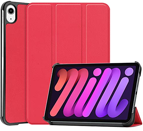 NOVAGO-Compatible avec IPad Mini 6 2021- Pochette, Étui Housse de Protection Solide (Rouge)