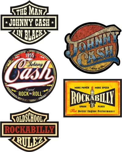 cut-it folientechnik & design MG613 / 5X Cash Aufkleber 9cm Sticker Set Johnny Rocker Musik Oldschool Rockabilly Kult Vintage Retro Auto Motorrad Biker