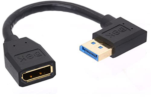 8K 90 Grad Winkel Displayport 1.4 Verlängerungskabel, Displayport Stecker auf Buchse, Displayport Kabel Kabel Kabel für HP Dell Asus 8K @ 60Hz 4K @ 144Hz 1080p @ 240HZ 15cm (unten) (Left)