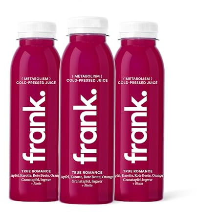 FRANK JUICE TRUE ROMANCE – kaltgepresster veganer Saft | 12 x 330 ml | Aus Fruchtsäfte & Gemüsesäfte mit Roter Beete, Apfel, Karotte, Granatapfel und Ingwer, inkl. EINWEG-PFAND 3€