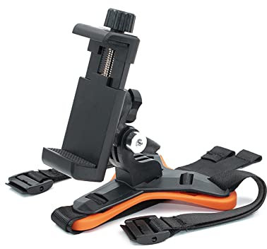 DERCLIVE Support de caméra de sport avec mentonnière pour casque de moto compatible avec les téléphones portables