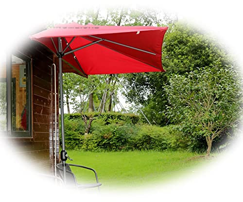 DDXW Sombrilla Semicircular Sombrilla De Balcón con Manivela Parasol Excéntrico para Exterior Café Sombrilla Rectangular Proteccion UV 2.4m (Color : Red)