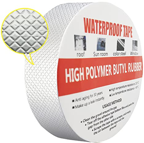CTRICALVER Wasserdichtes Klebeband 5m(L)*5cm(W)*1mm(T), Verbesserte Version Butyl Dichtungsband, Wasserdichtes Reparaturband, für boot, rohrabdichtung, dachleck, Fenster