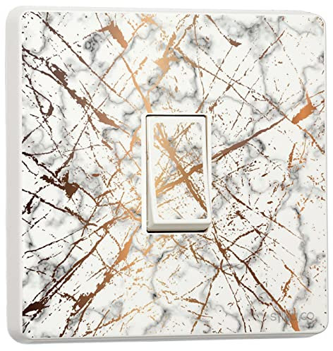 stika.co Pack of 2 Gold Marble Effect, Single or Double Switch Fun Print Light Switch Sticker Vinyl Cover Skin (Single Switch)