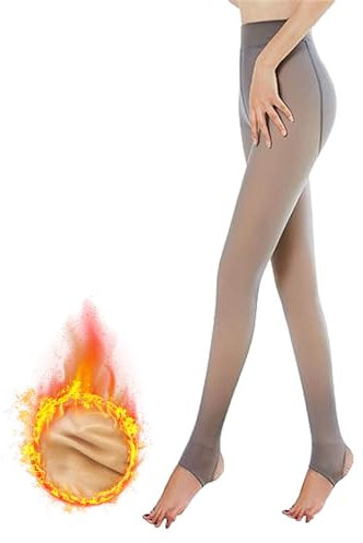 Yutdeng Collant pour Femmes Chaud Jambes Faux Collant en Polaire Extensible Leggings en Molleton Slim Tights d'hiver Taille Haute Épais Collants sans Pied