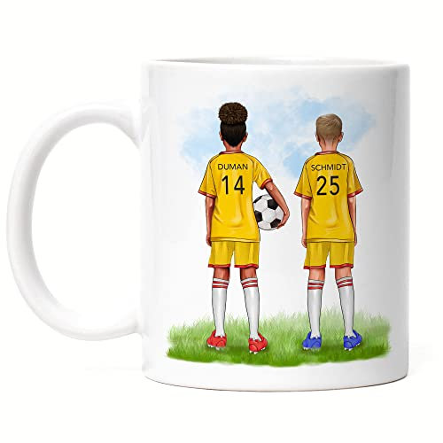 Kiddle-Design Beste Fußball Freunde Tasse Personalisiert mit Namen Verein Fussball Fußballer Geschenk Fußballfan Fussballtasse Junge Mädchen