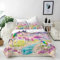 ANHOPE Rainbow Unicorn Duvet Cover Set Soft Lightweight Microfiber 3 Piece Bedding Set with 2 Pillowcase Floral Butterfly Print Pattern Kids Girls Quilt Cover with Zipper Closure Single
