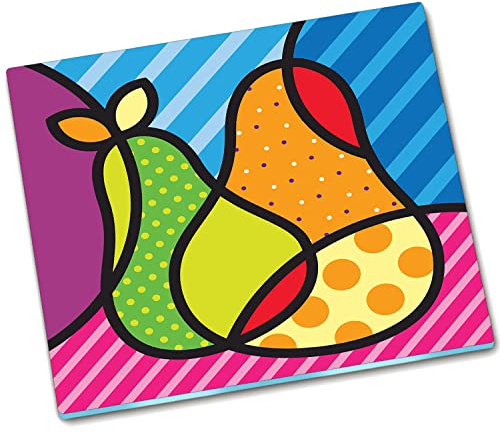 Decormat Schneidebretter Herdabdeckplatte Schutzbrett Spritzschutz 60x52 cm Gehärtetes Glas Küche - Pop-Art-Birne