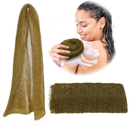Adeton African Net Sponge, Authentic, Black Owned, Exfoliating Body Scrubber, Long Net Sponge, Body Exfoliator, Sapo, Shower Bath Accessories, Back Foot Scalp Scrub, Flat Dead Skin Remover (Dijon)
