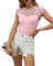 Hount Damen Bluse Elegant Spitzen Top Solide Lässige Oberteile Rundhals Basic Einfarbige T Shirt (S, Rosa)