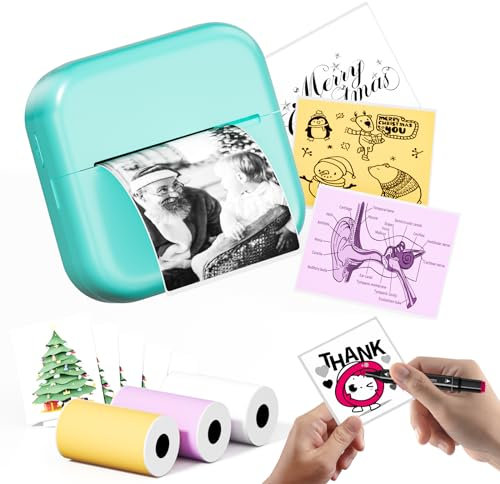 Phomemo Mini Drucker für Smartphone, Sticker Drucker M02X Mini Thermodrucker Fotodrucker Etikettendrucker Sofortdruck für Studiennotizen, Teenager Mädchen Geschenke,Fotos