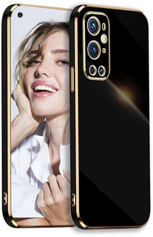 POUHYE Coque pour OnePlus 9 Pro 5G Étui, Galvanisé Silicone Case Antichoc Anti Rayures Souple TPU Cover Housse Légère Protection Caméra Coque pour OnePlus 9 Pro 5G Noir