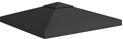 HIGSOSE Pavillon-Dachplane mit Kaminabzug 310 g/m² 3x3 m Schwarz Ersatzdach Pavillon Pavillon Zubehör Pavillondach Wasserdicht Stabil Winterfest Dach für Pavillon Gartenpavillon Abdeckung