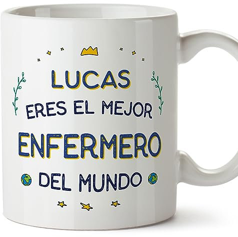 MUGFFINS Tazas Personalizadas para ENFERMERO hombre - En Español - Mejor del Mundo - 11 oz / 330 ml - Regalo Personalizable original y divertido