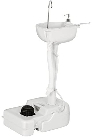 TANGZON Portable Camping Sink, Wash Hand Basin Stand with Wheels, Towel Holder & Soap Dispenser, 17L Capacity Handwash Sink for Outdoor Events Worksite Gathering Picnic (Without 24L Sewage Tank)