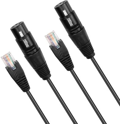 GINTOOYUN 3 Pin XLR to RJ45 Cable,XLR Female to RJ45 Male Converter Cable XLR DMX Cable for Speaker,Mixers,Sound and Stage Lighting equipment-30cm/1Ft(2 PCS)