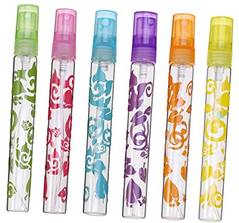 MAGICLULU 6pièces Flacon De Parfum Portable Verre Imprimé Rechargeable Et Léger Pour Voyage Vaporisateur Vide Refillable Pour Cosmétiques