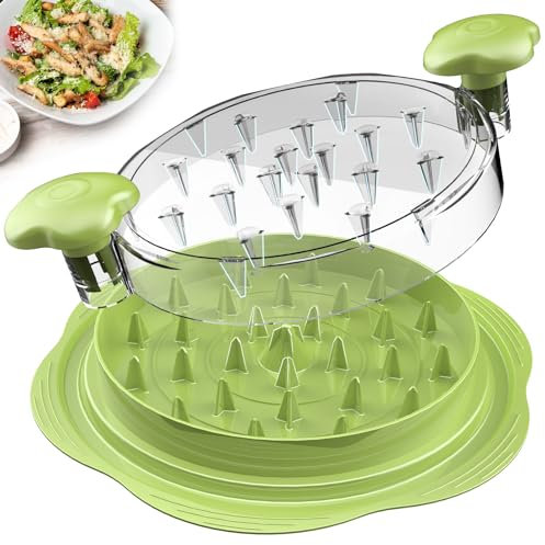 Chicken Shredder Large Chicken Breast Shredder Tool Twist with Brush and Fork, Visible Meat Shredder Machine, Anti-Slip Strip, Ergonomic Handle, BPA Free, Pork Beef Chicken(Matcha)