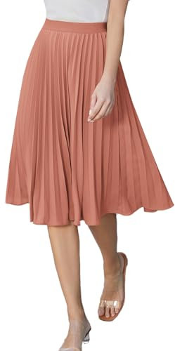GRACE KARIN Chic Jupe Femme Plissée Mi Longue A-Ligne Décontracté Basique Couleur Unie XL cl2473-4/Rose