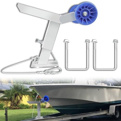 DNShorix Boat Trailer Winch Post with Roller, Fits 3 W x 4 H Trailer Drawbar, Boat Trailer Winch Stand, Adjustment Height Boat Winch Mount, silver