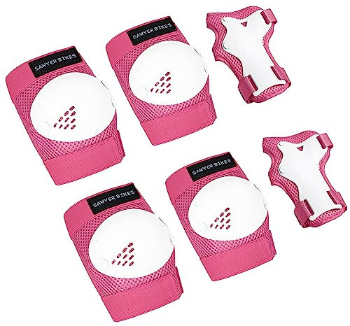 Sawyer Bikes - Set Protecciones Infantil - Niños 3 a 10 Años (M (6-10 Años), Rosa)