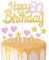 Gold Pink 80th Birthday Cake Topper, Girls 80th Birthday Decorations, Glitter Heart Stars Cake Toppers, Personalised Happy Birthday Cake Cupcake Toppers for Women Girls Baby Birthday Party Supplies