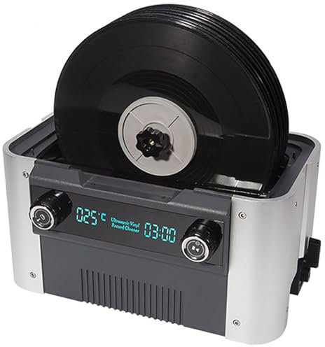 Pulitore ad ultrasuoni per Dischi in Vinile da 6 Litri, Pulizia con Vibrazione di frequenza con Timer Digitale da 0-15 Minuti, Pulizia di 1-8 Dischi in Vinile, per Gioielli, Protesi dentaria, Monete