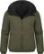 Ragwear Damen Wendejacke warme Teddy-Fleecejacke Steppjacke mit Kapuze Qaria Dark Olive Gr. L
