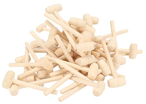 Mini Hammer, Wooden Mallet Household Woodworking Mallet 50 Pcs Mini Wooden Hammers Small Lightweight Wooden Mallet Kids Toys Mallet Hammer for DIY Crafting and Party Game Props