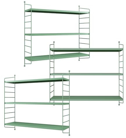 [en.casa] Modulares Wandregal Strängnäs 3er Set Metallregal Pastellgrün Hängeregal mit 3 Regalböden Badregal Küchenwandregal Wandablage Wohnzimmer