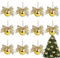 12 Pcs Mirror Disco Balls,Mini Disco Balls with Ribbon Bow for Christmas Tree Decor,Newest Christmas Baubles for XMAS Holidays Party New Year Wedding Decor(Gold)