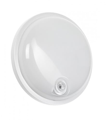 NCC-Licht LED Außenleuchte Wandlampe Weiß rund Ø22cm IP54 20W 2300lm Neutralweiß 4000K Bewegungsmelder Sensor