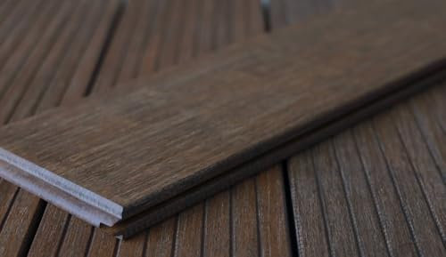 Moso-Bambus Terrassendielen, 20x137 mm thermobehandelt, fein/glatt, roh, 3 Stk./Bund, seitlich genutet, stirnseitig Nut & Feder (1850 mm Länge)