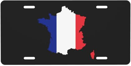 Nummernschild mit Geländekarte von Frankreich für die Vorderseite des Autos. Nummernschilder, 6 x 12 Zoll, Metall-Autoschilder, Etikett, Vanity-Neuheit, Auto-Dekor-Etikett