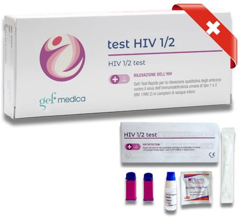 Gef Medica® 2x Autotest HIV‑1/2 Rapidi – Kit IgG/IgM a Casa 10 min | Rileva Anticorpi, Uso Riservato, CE
