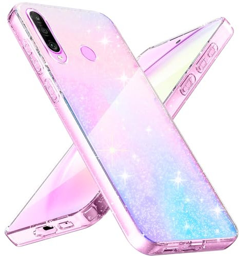 Eherui Cover per Huawei P30 Lite Glitter, Brillantini Custodia Morbido TPU Protezione Trasparente Antiurto Silicone per Huawei P30 Lite Case,Trasparente
