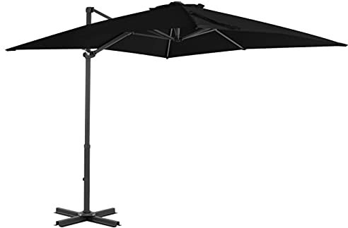 ShGaxin Ampelschirm mit Aluminium-Mast, Balkon Sonnenschirm, Marktschirm, Garten, Balkon Schirm, Sonnen Schirme, Balkonschirm, Schwarz 250x250 cm